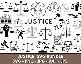 Gerechtigkeit SVG Bundle: Waage, Hammer, Gerichte (Digitaler Download)