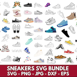 Sneaker Svg Bundle, Sneakers Svg, Running Shoes, Sneaker Clipart, Png for Sublimation, Basketball Shoes Svg Files for Cricut, Silhouette