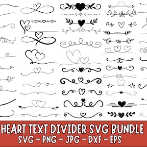 Heart Text Dividers SVG | Wedding Text Dividers SVG | Heart Border Svg | Heart Wreath Svg | Heart Svg | Doodle Heart Svg | Cricut | Clipart