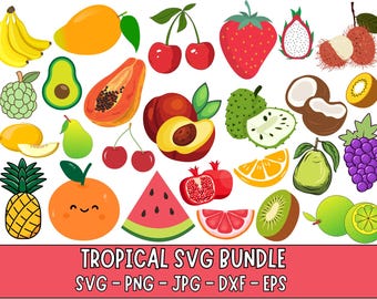Tropical Fruit SVG Bundle: Silhouette Vector Clipart for Cricut (Commercial Use, Digital Download