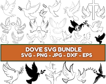 Dove SVG Bundle, Dove PNG Bundle, Dove Clipart, Pigeon SVG Cut Files for Cricut, Wedding Doves Svg, Love Dove Svg, Dove Silhouette