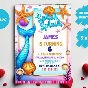 Splash Pad Party Invitation, Splish Splash Invitation, Water Park Party Invitation, Download Splash Party Invitation, Waterpark Invitation