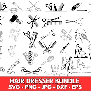 Hairdresser Svg Bundle, Equipment Svg Bundle, Cut Files, Hairdresser Tools Svg, Hairdresser Vector Files, SVG, Png, Clipart, Clip Art