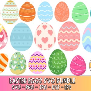 Easter Egg Bundle SVG Files | Easter 2025 Cut Files | Easter Egg Silhouette Vector Files | Happy Easter Vector | Cute Easter Egg Clip Art