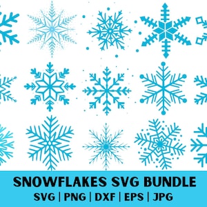 スノーフレーク SVG バンドル、デジタル ダウンロード用スノーフレーク、冬の SVG スノーフレーク ファイル、Cricut、Silhouette、Glowforge