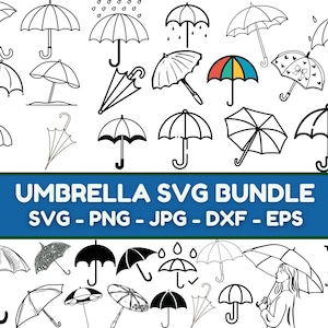 UMBRELLA Svg BUNDLE Protection CRICUT Rainy Weather Cut Files Umbrella Silhouette Rain Clipart Beach Umbrella Vector Png Dxf Eps Jpg Pdf