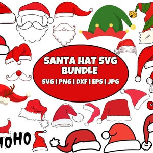 Santa Hat Svg Bundle, Christmas SVG, Santa Hat Silhouette, Christmas Svg Cut Files, Santa Claus Hat Svg, Reindeer Santa Hat svg, Xmas Svg