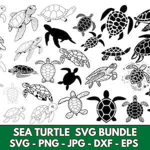 TURTLE SVG, Sea Turtle Svg, 200 Sea Turtles DESIGNS Clipart, Turtle Svg files for Cricut, tortoise svg, Turtle png, turtle silhouette cricut