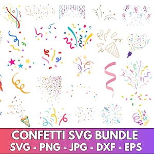 Confetti Svg Bundle, Confetti Png, Confetti Clipart, Birthday Svg, Svg File, Birthday Party Svg, Silhouette Svg