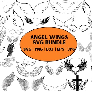 Alas de ángel Svg/ Alas de ángel Png/ Alas de ángel Clipart/ Ángel en el cielo Svg/ Archivos de corte de alas de ángel/ Archivos Svg para Cricut/ Ala de ángel