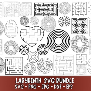 Labyrinth SVG Bundle, Maze png Bundle, Labyrinth Clipart, Maze Svg files for cricut, Labyrinth Vector, Labyrinth monogram, Maze Puzzle