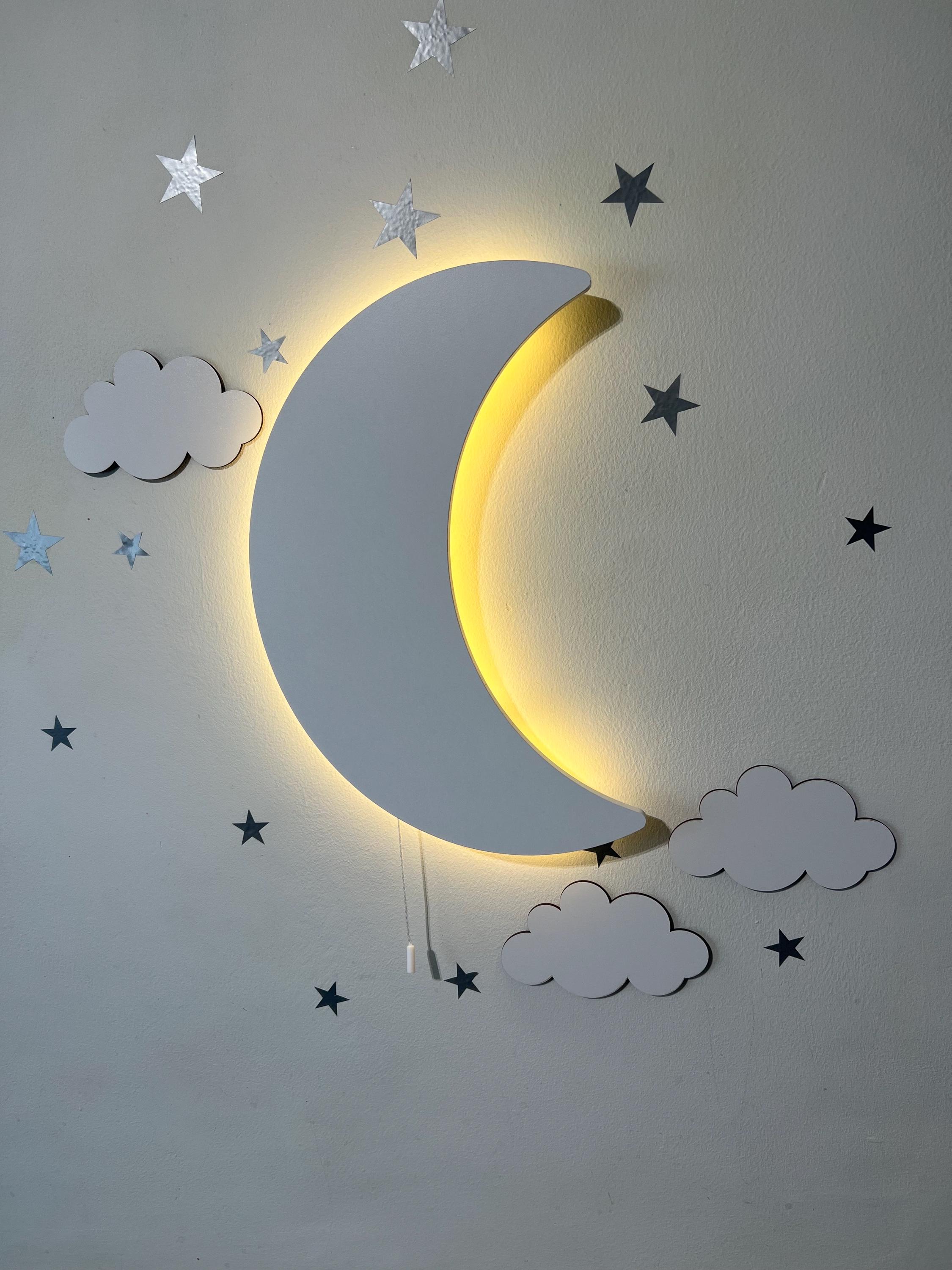 Halbmond Nachtlicht, Kinderzimmer Beleuchtung, Holz Mond Wandlampe, Kinderzimmer Dekor, Geschenk für Kinder