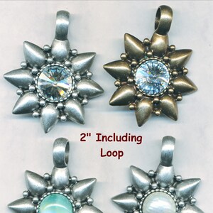 CAST STAR PENDANT 2 &quot; with Loop 2 Different Stone choices--1 Pendant 18mm Stone