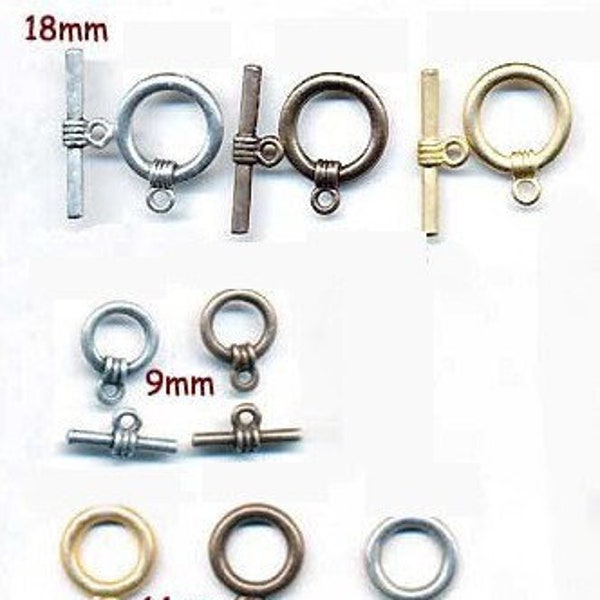 TOGGLE CLASPS 3 Sizes Three Colors