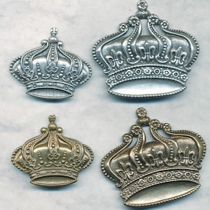 S A L E  Beautiful CROWN METAL STAMPINGS 1.75&quot; 1.25&quot; Two sizes.  One Crown