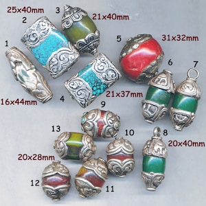 HAND MADE Nepal Beads.  STERLING Silver Caps on All 1 Bead