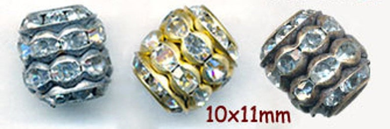 FAB 10x11mm RHINESTONE BEADS Barrel Shape10 Pieces Wholesale Prices for 40 image 2