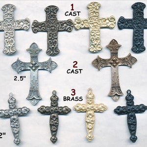CAST and BRASS CROSSES 1 Per Order.  3 Styles
