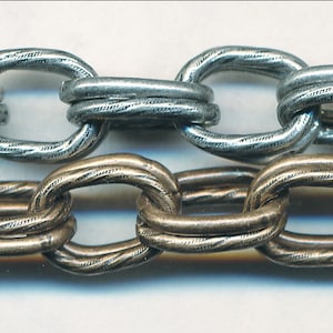 S A L E   Priced TEXTURED VINTAGE CHAIN 10X7mm  Two Colors Available Sold By the Foot
