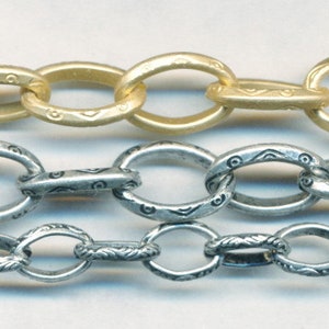 TEXTURED VINTAGE CHAIN 15x10mm and 9.5x7mm Two Colors Available Sold By the Foot