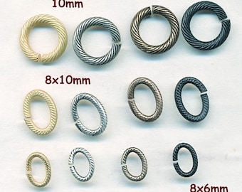 TEXTURED JUMP RINGS   Various Sizes, 10 or 20 Per Order