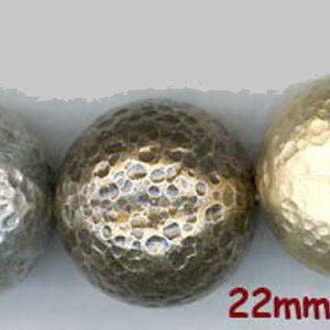 22MM or 18MM BRASS HAMMERED BEAD in Antique Silver, Antique Bronze or Matte Gold