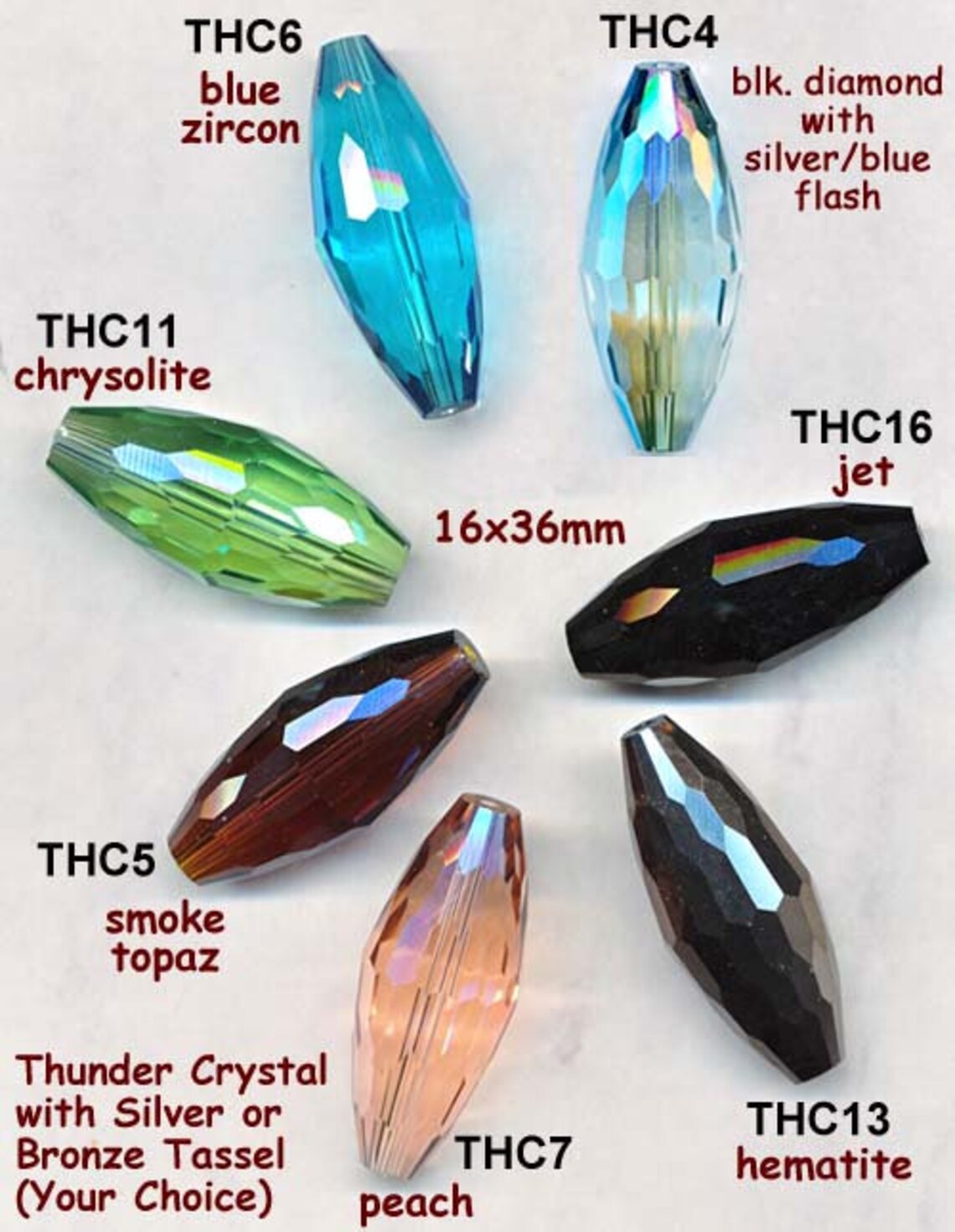 CHINESE THUNDER CRYSTALS. Large Faceted Beads 16x36mm. Great Etsy