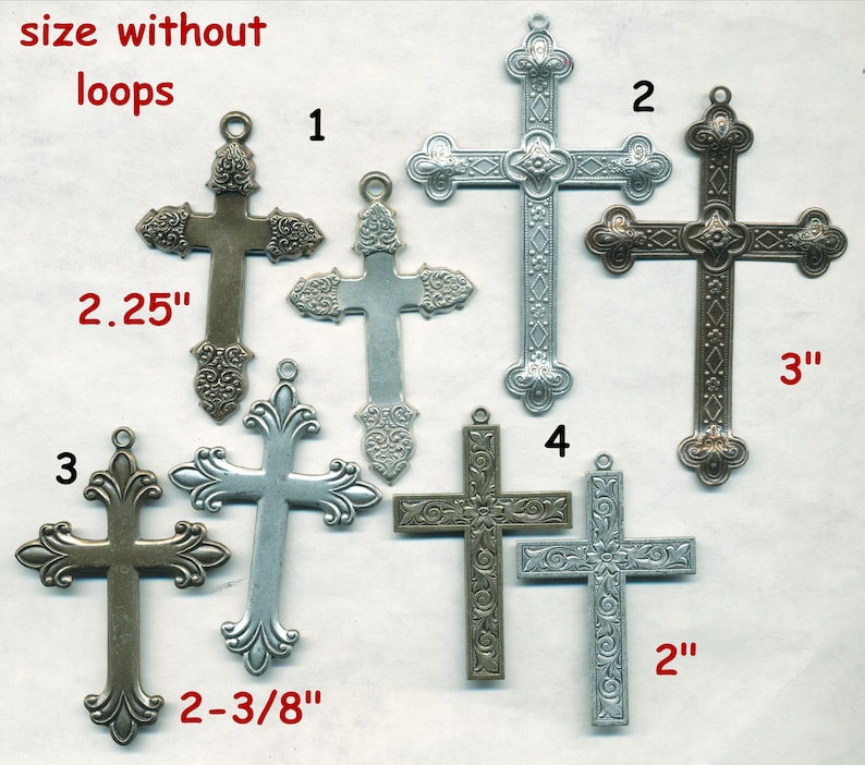 Special Sale--4 Choices 2 Pieces FAB CROSSES--STAMPING and Solid Brass 2-3 in Size
