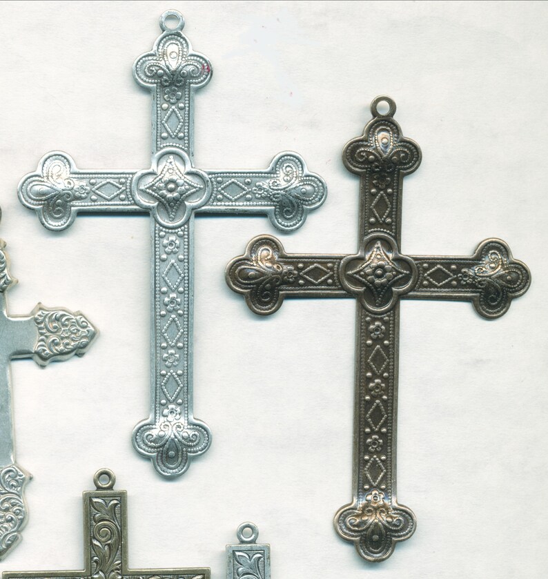 Special Sale--4 Choices 2 Pieces FAB CROSSES--STAMPING and Solid Brass 2-3 in Size