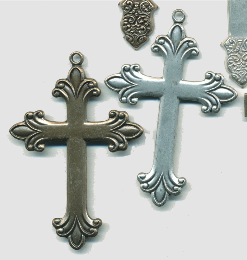Special Sale--4 Choices 2 Pieces FAB CROSSES--STAMPING and Solid Brass 2-3 in Size