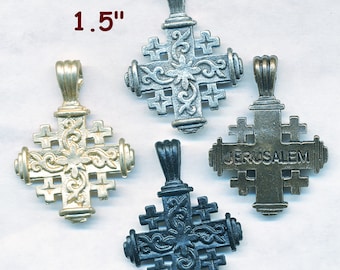 JERUSALEM CROSS CHARM,  1 Piece Vintage Design  1.5"