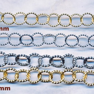 GREAT TEXTURED Fine Soldered link Chain Priced Per Foot 8mm and 10mm