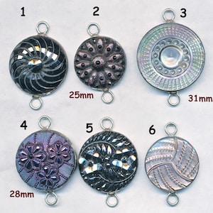 Beautiful VICTORIAN BUTTON CONNECTORS set in Sterling Silver-1 piece-
