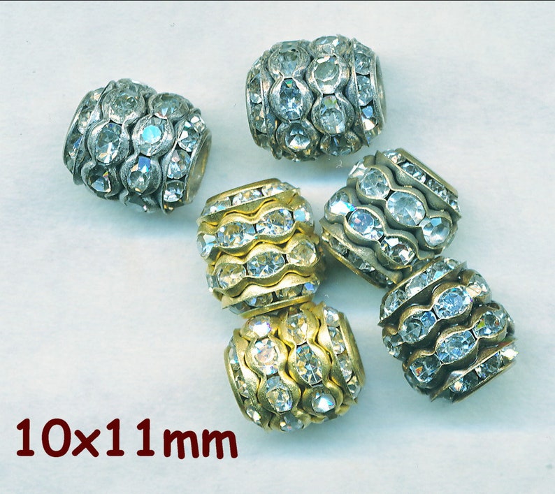 FAB 10x11mm RHINESTONE BEADS Barrel Shape10 Pieces Wholesale Prices for 40 image 1
