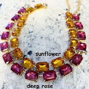 SPECIAL PRICING Anna Wintour Style Czech Crystal Necklace  18x13mm stones--Gold, Ant. Bronze or Sterling. Custom Order Not Returnable