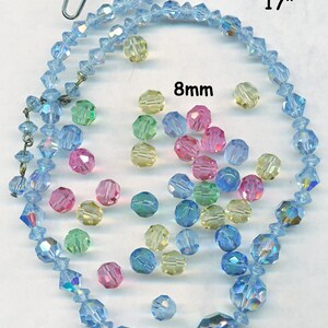 SWAROVSKI CRYSTALS VINTAGE Necklace and Beads.  17&quot; and 8mm Beads  Grab Bag