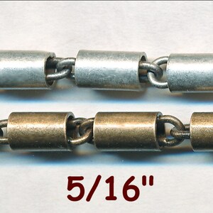 GREAT VINTAGE Link Chain Priced Per Foot 5/16&quot; Unusual Smooth Tube Chain