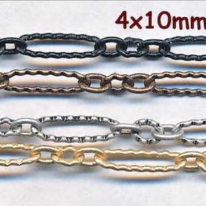 VINTAGE CHAIN Priced Per Foot 10x4mm Four Colors