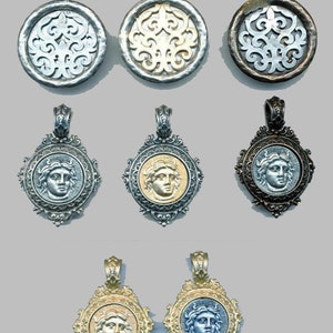 BEAUTIFUL CAST PENDANTS - Two Tone Color Combination - Two Styles--One Pendant-34mm and 30mm