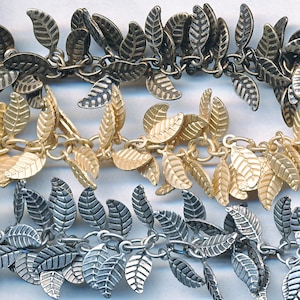 GREAT 3/8&quot; FRINGE CHAIN Priced Per Foot 3 Colors  Textured Leaf
