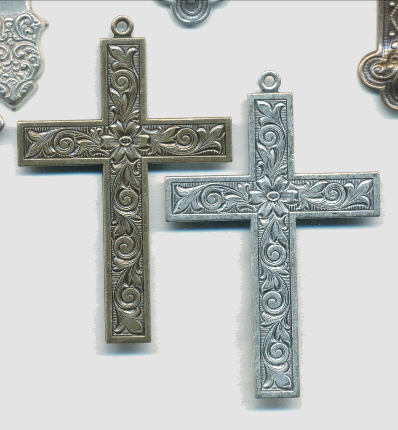 Special Sale--4 Choices 2 Pieces FAB CROSSES--STAMPING and Solid Brass 2-3 in Size