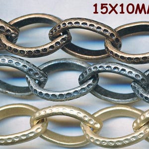 UNUSUAL TEXTURED CHAIN. 15x10MM Three Colors sold by the Foot  Thinner Links than Other Listing