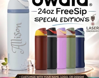SPECIAL EDITION Personalized 24oz Owala FreeSip Water Bottle: Custom Laser Engraved