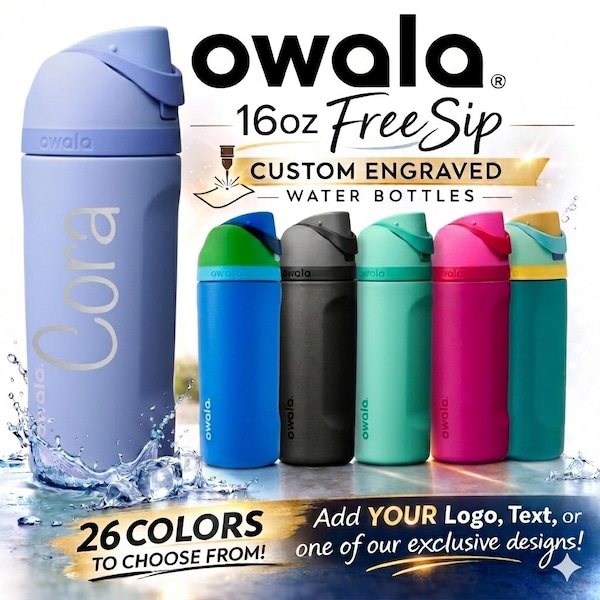 Personalized 16oz Owala Kids FreeSip Water Bottle: Custom Laser Engraved