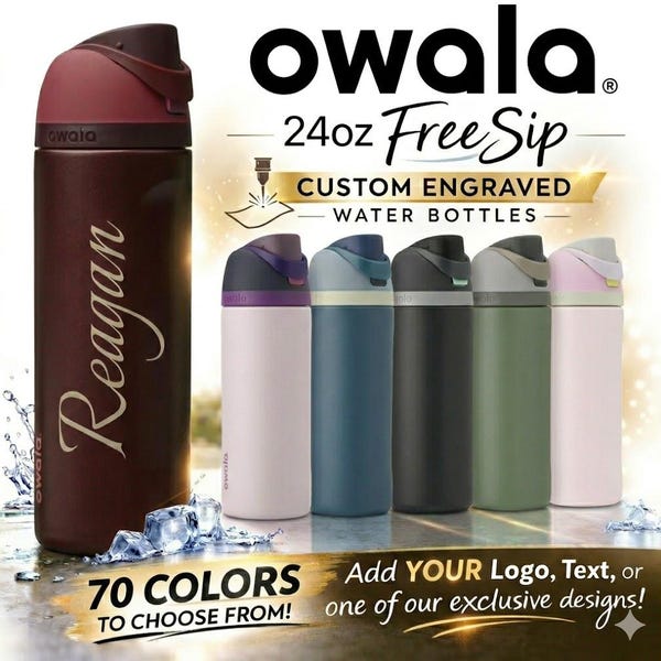 Personalized 24oz Owala FreeSip Water Bottle: Custom Laser Engraved