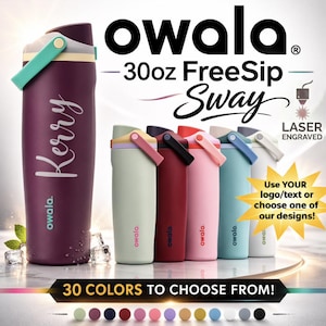 Personalized 30oz Owala FreeSip SWAY Water Bottle: Custom Laser Engraved