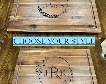 Personalized Laser Engraved Acacia & Bamboo Wood Cutting Board