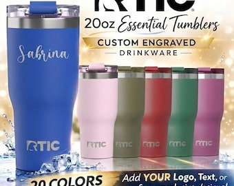 Personalized 20oz RTIC Ceramic Lined Tumblers: Custom Laser Engraved with Silicone Base