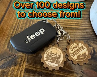 Laser Engraved Wood Keychains: Custom Realtor, Pet, & Jeep Designs