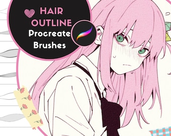 Procreate Pinsel: Hair Outline Express, 12 Instant Pinsel für Anime, Manga und Comic Hair Art